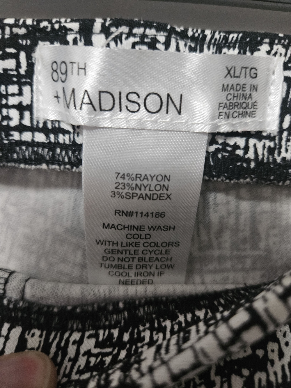 89th & Madison Black and White Patterned Pants - Picture 3 of 4